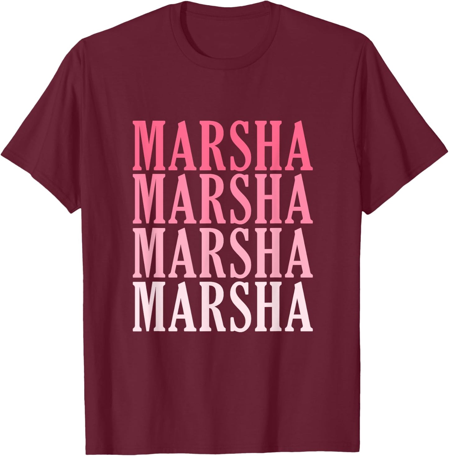 Retro Individual First Name Marsha T-Shirt - T-Shirt | Maroon