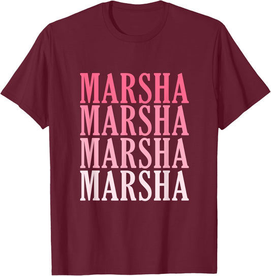 Retro Individual First Name Marsha T-Shirt - T-Shirt | Maroon