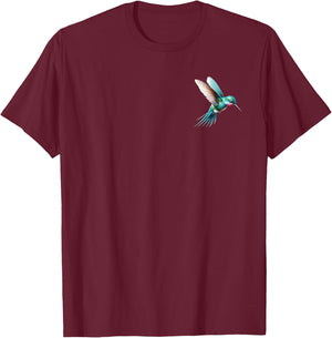 Hummingbird in the Pocket - Watercolour Hummingbird , black T-Shirt - T-Shirt | Maroon