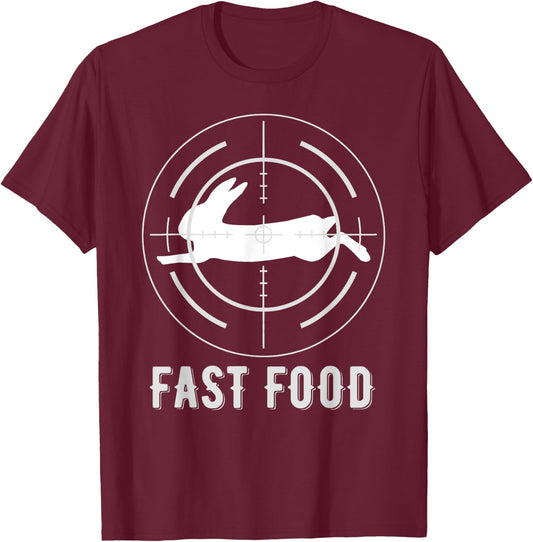 Fast Food Hunting Scope Rabbit Hare Hunter Crosshair T-Shirt - T-Shirt | Maroon