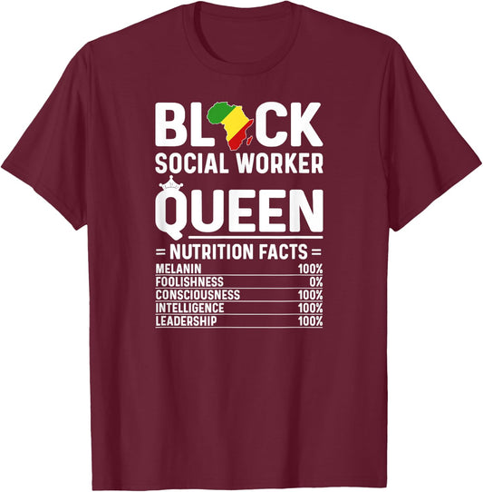 Black Social Worker Queen African American Social Workers T-Shirt - T-Shirt | Maroon
