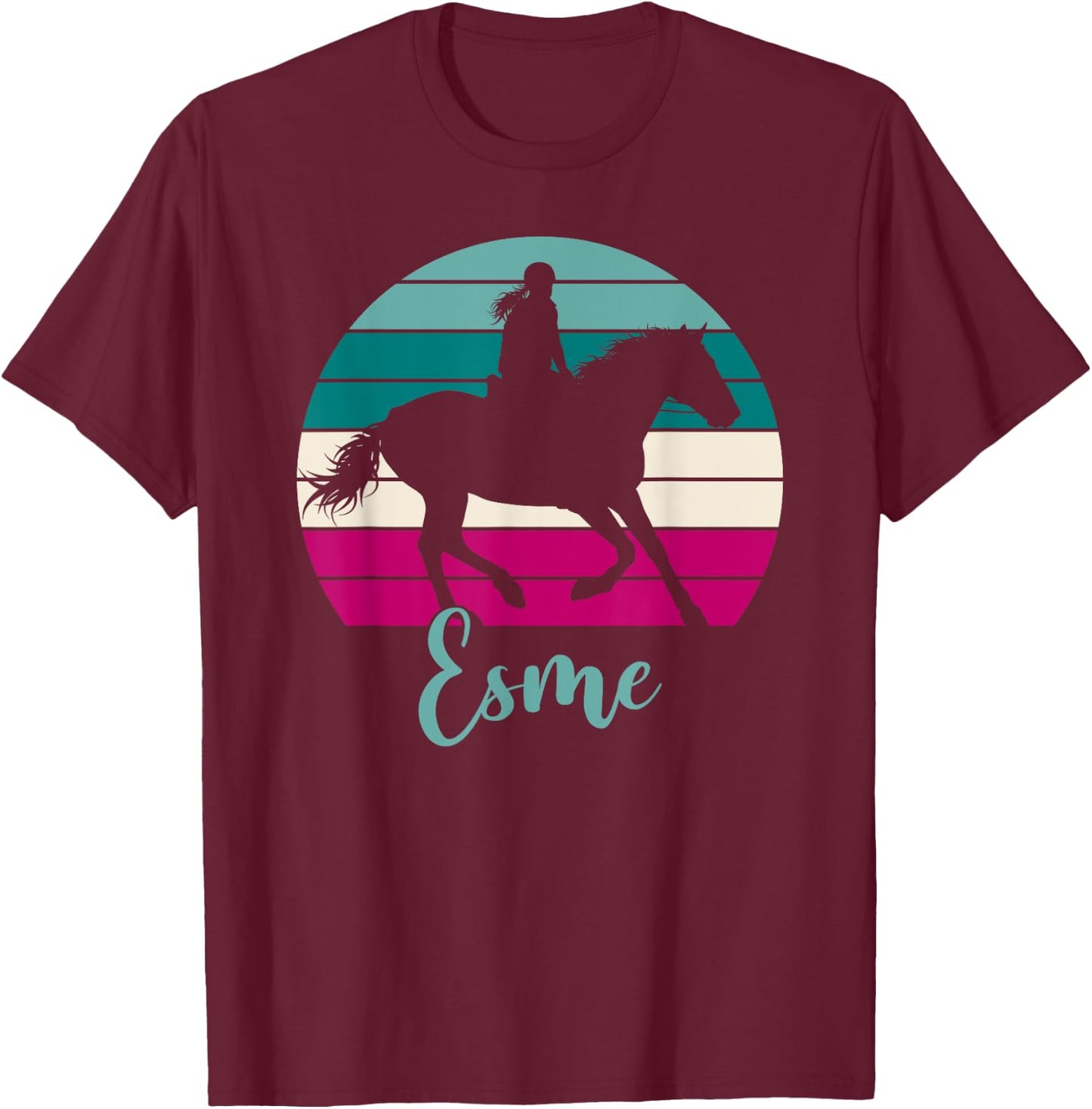 Esme Name Gift - Equestrian Shirt Esme Horse Girl T-Shirt - T-Shirt | Maroon