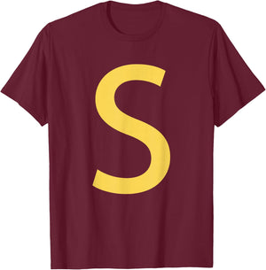 Letter S Chipmunk Color Matching Costume T-Shirt - T-Shirt | Maroon