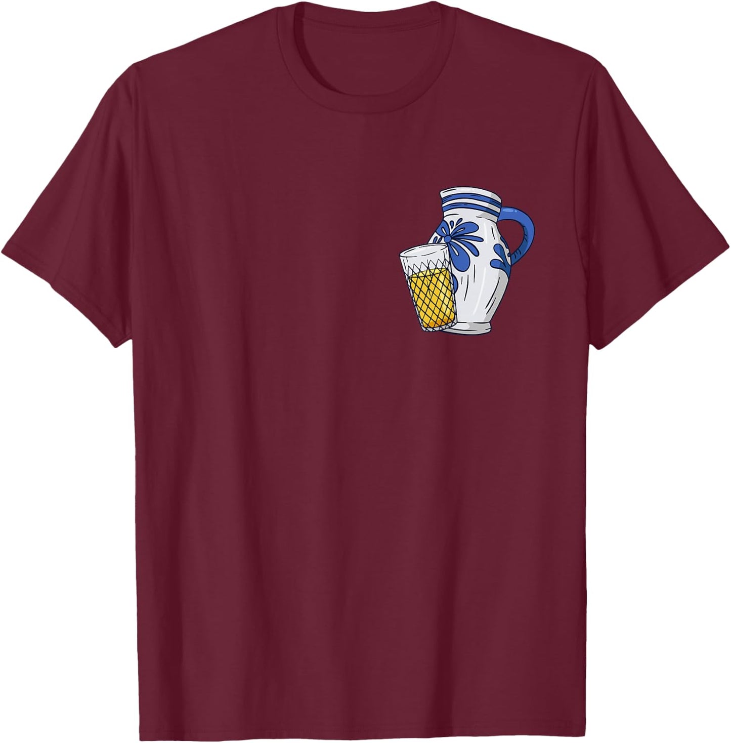 Hessisches Ebbelwoi und Äppler Design Äppelwoi Design für Bembel und Apfelwein Liebhaber , Herren, Schwarz, S, Kurzarm, Klassische Passform, Cartoon-Design 'Äppelwoi' T-Shirt - T-Shirt | Maroon