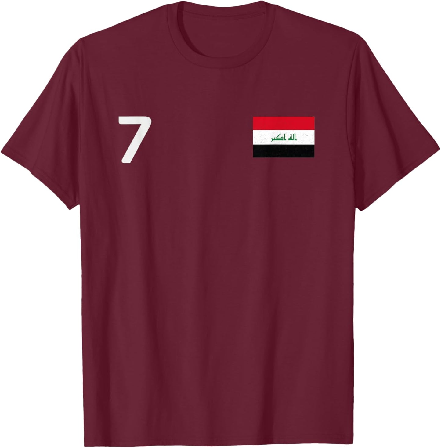 Iraq Number 7 National Flag Country Pride Heritage T-Shirt - T-Shirt | Maroon