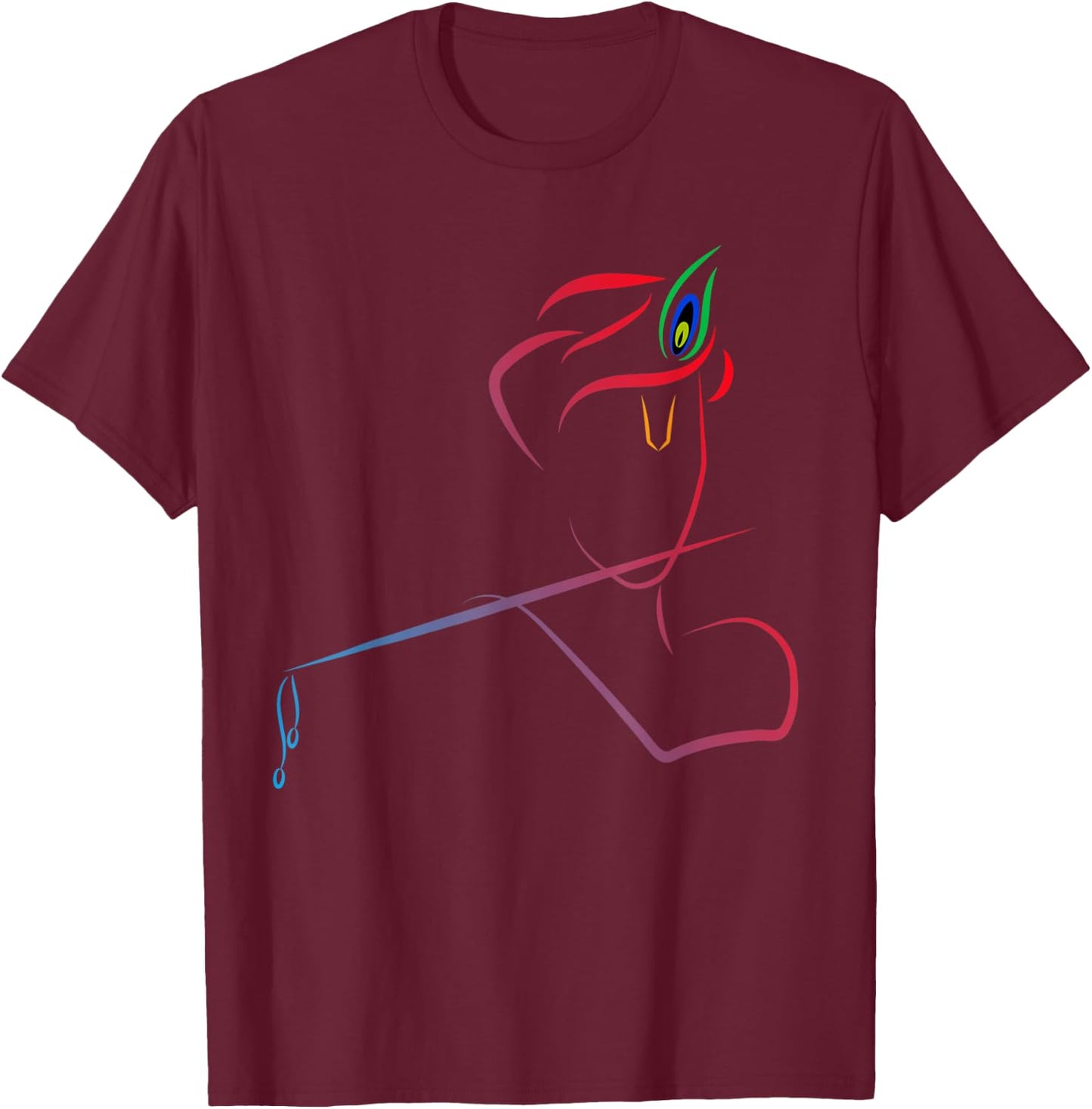 Lord Sri Krishna Designed T-Shirt - T-Shirt | Maroon