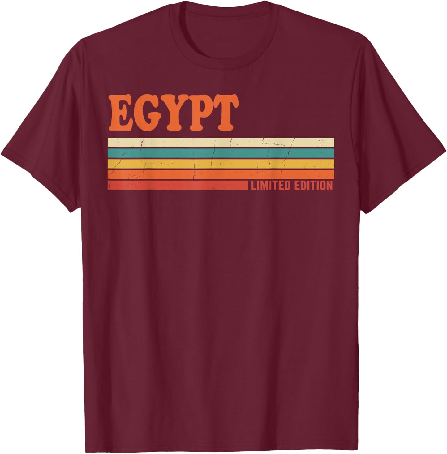 Egypt Retro Personalized First Name Vintage Stripes T-Shirt - T-Shirt | Maroon