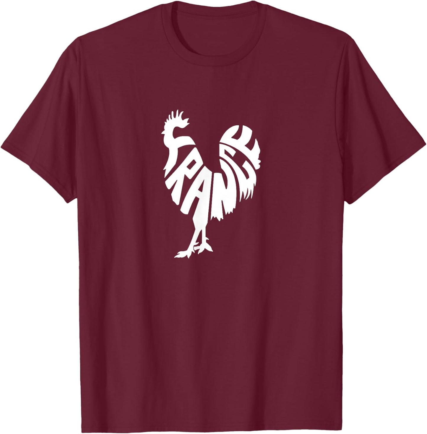 France Gallic Rooster Word Art - Funny Animal T-Shirt - T-Shirt | Maroon