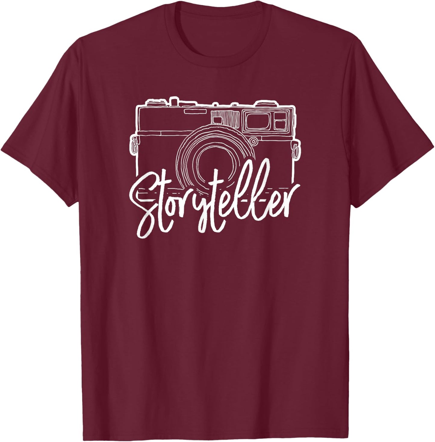 Cute Photography Storyteller With Camera T-Shirt - T-Shirt | Maroon