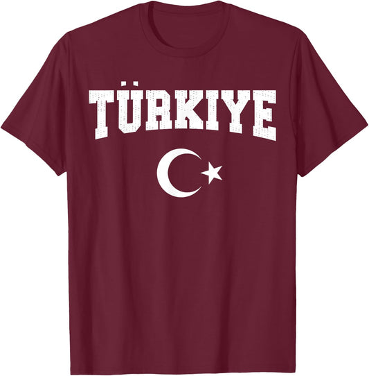 Turkiye National Flag Turkish Men Women Kids Vintage Red T-Shirt - T-Shirt | Maroon