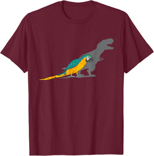 Macaw Parrot T-Rex Dinosaur Blue And Yellow Macaw T-Shirt - T-Shirt | Maroon