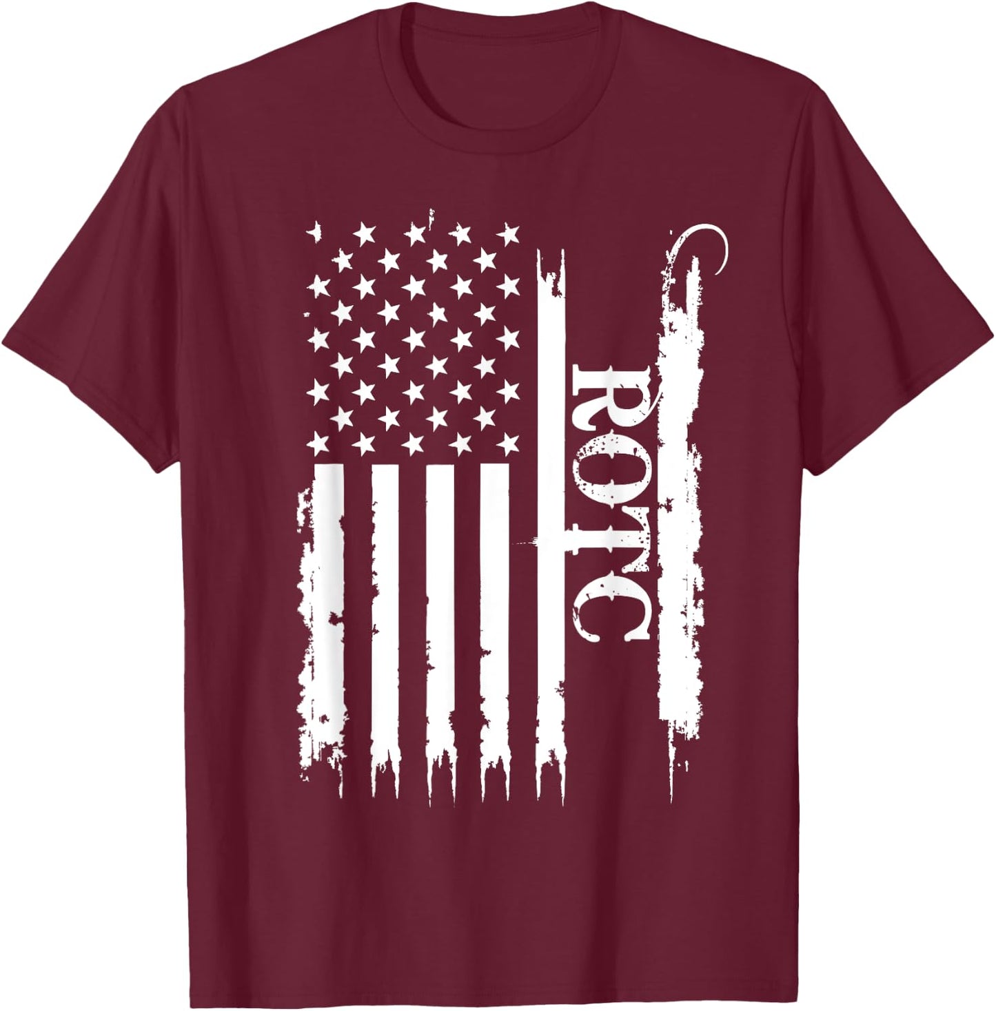 ROTC United States Distressed w US Flag T-Shirt - T-Shirt | Maroon