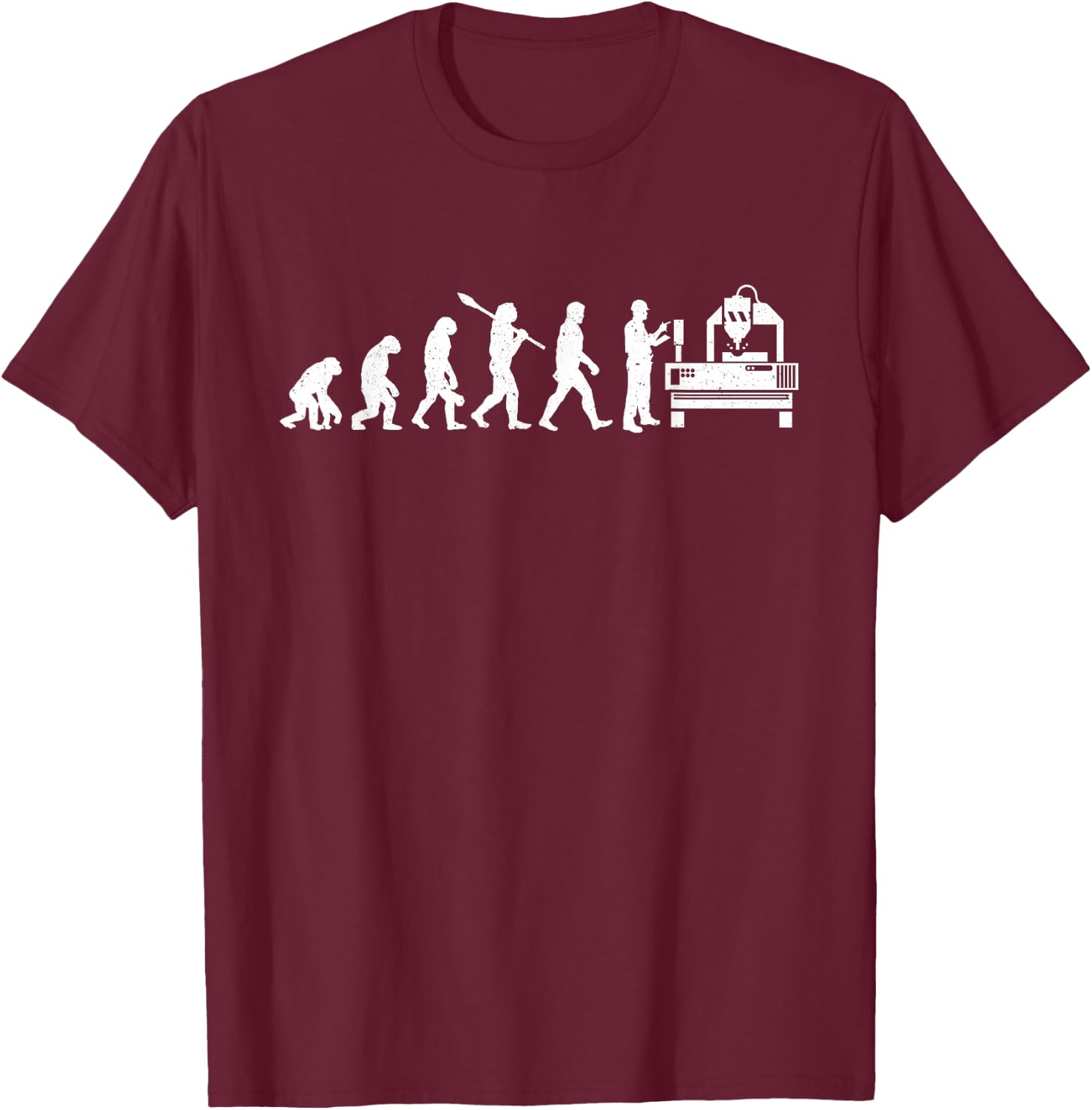 CNC Machine Operator Evolution - Machinist Metal Working T-Shirt - T-Shirt | Maroon