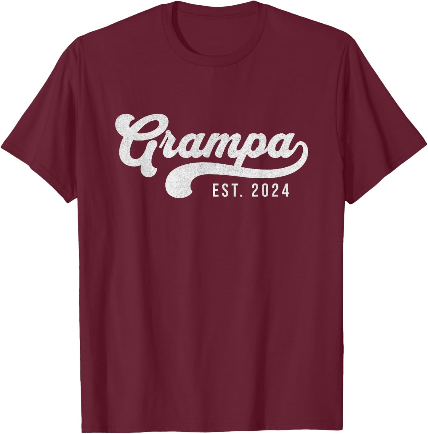 Grampa Est 2024 New Grandpa Promoted To Grampa Father's Day T-Shirt - T-Shirt | Maroon