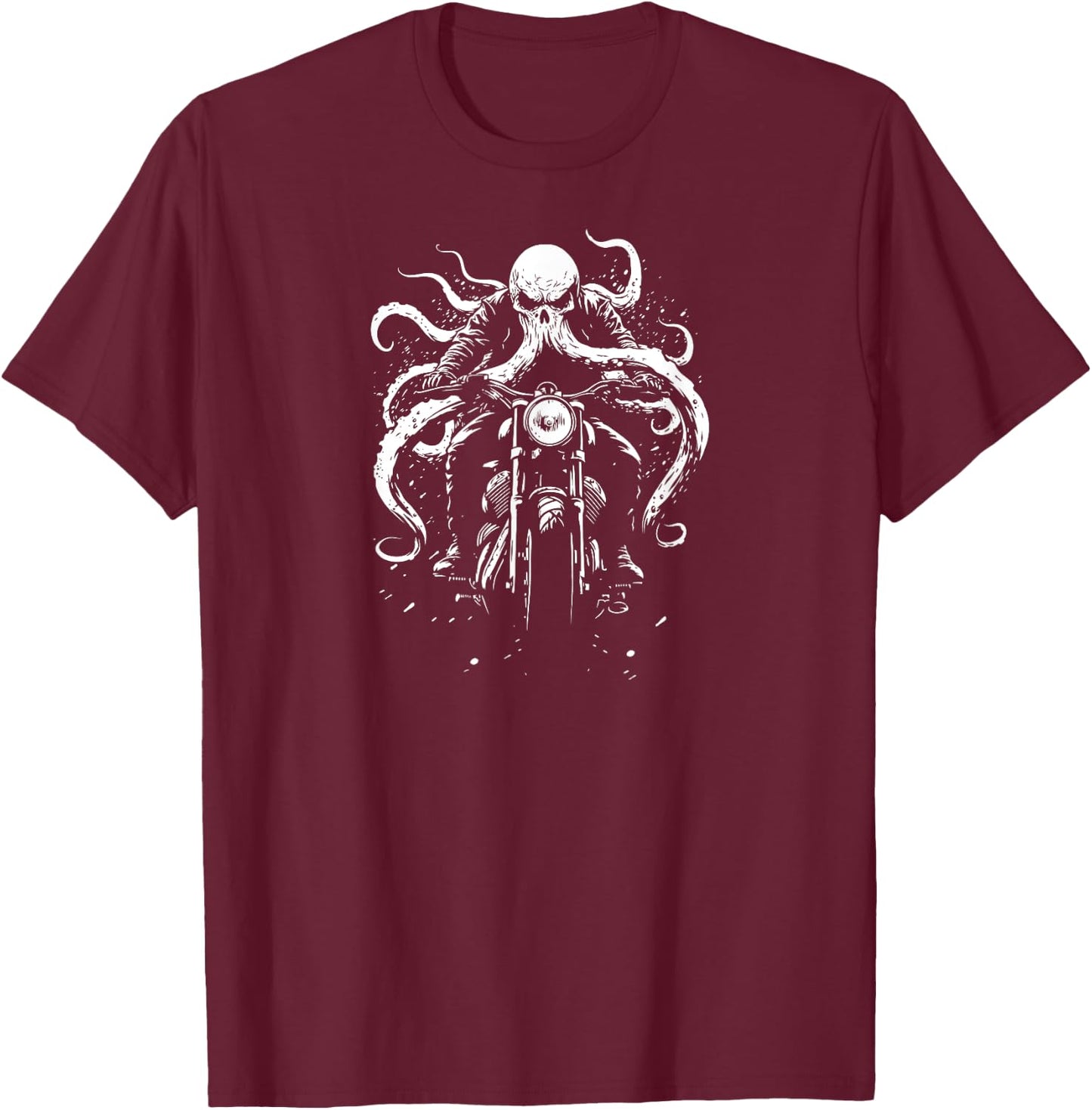 Vintage Motorcycle Rider Classic Bike Octopus T-Shirt - T-Shirt | Maroon