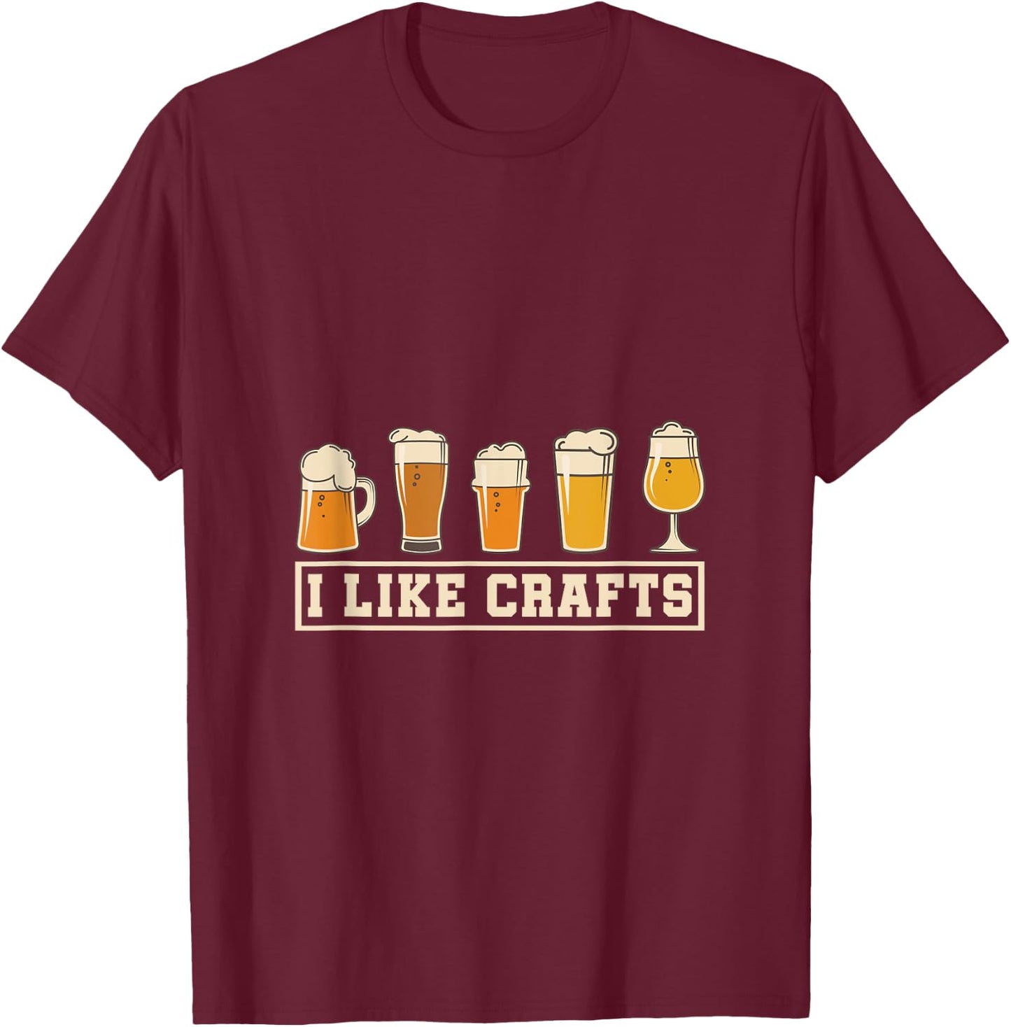 I Like Crafts Craft Beer T-Shirt - T-Shirt | Maroon