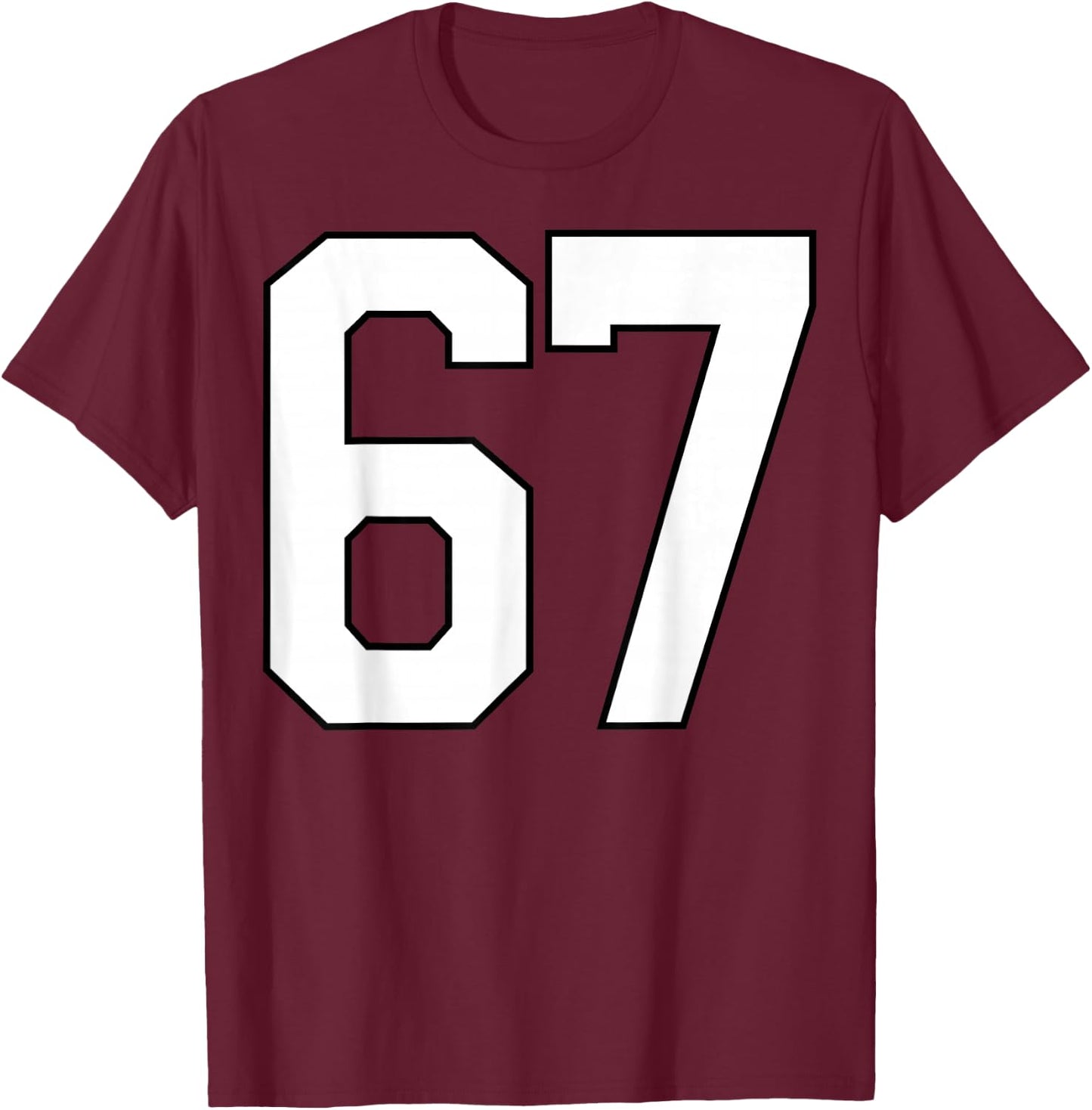 Number 67 Sports Team T-Shirt - T-Shirt | Maroon