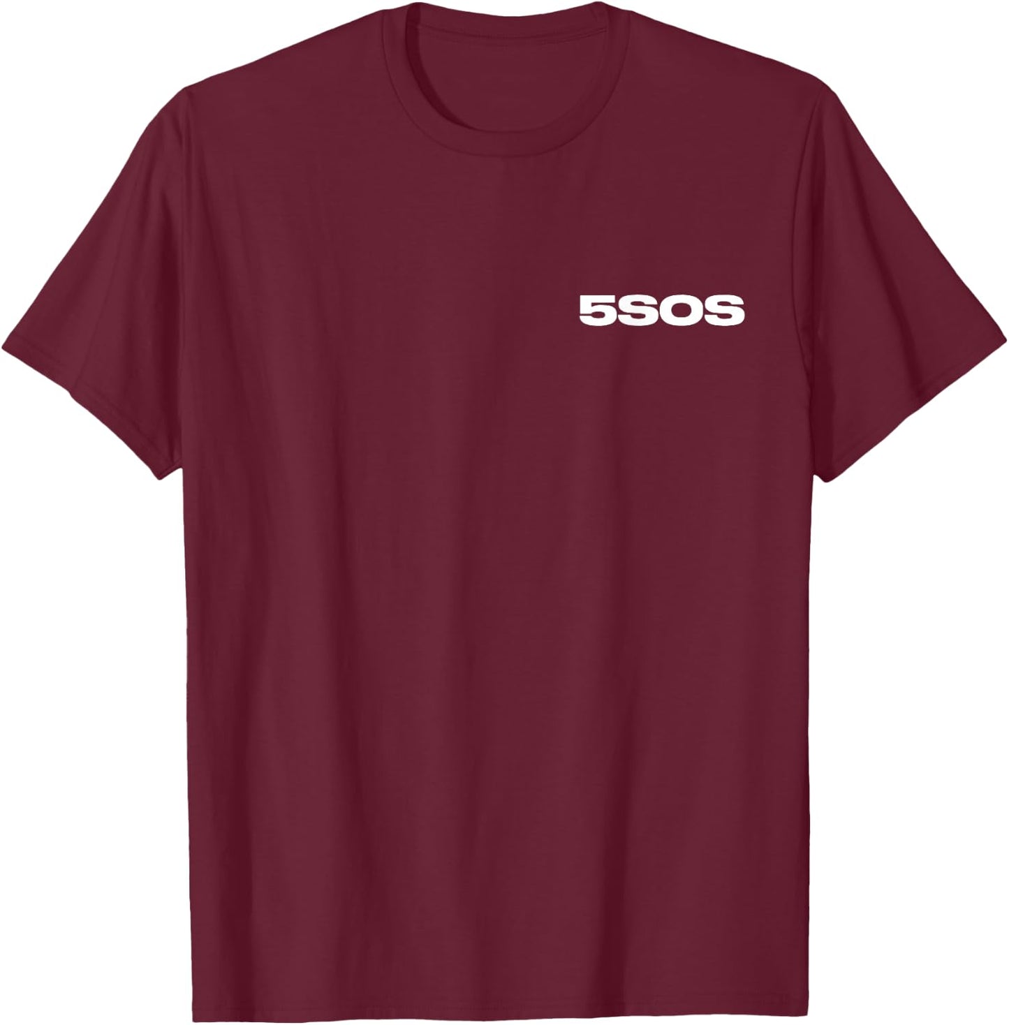 5 Seconds of Summer Logo Wildflower Back Print T-Shirt - T-Shirt | Maroon