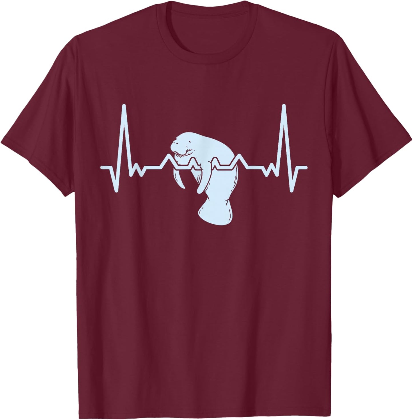 Manatee I Heartbeat I Love Manatees I Manatee T-Shirt - T-Shirt | Maroon