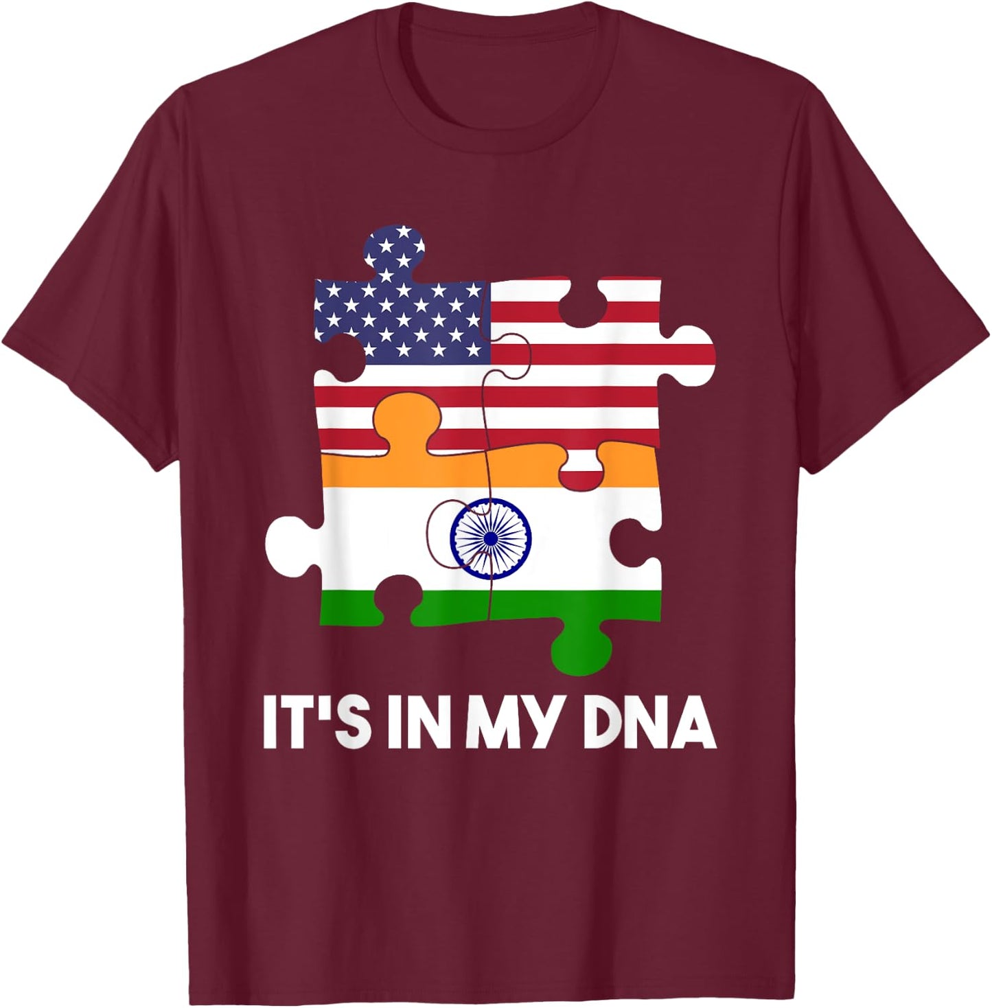 India Proud Flag Day Hindi Sikh America American Fingerprint T-Shirt - T-Shirt | Maroon