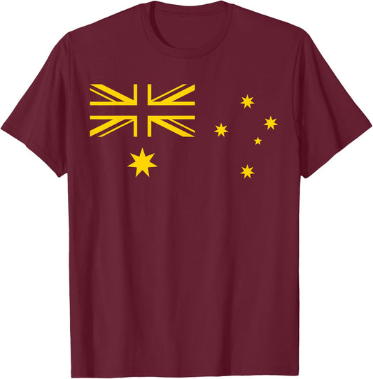 Australia Flag Green and Yellow Sports Athletic Jersey T-Shirt - T-Shirt | Maroon
