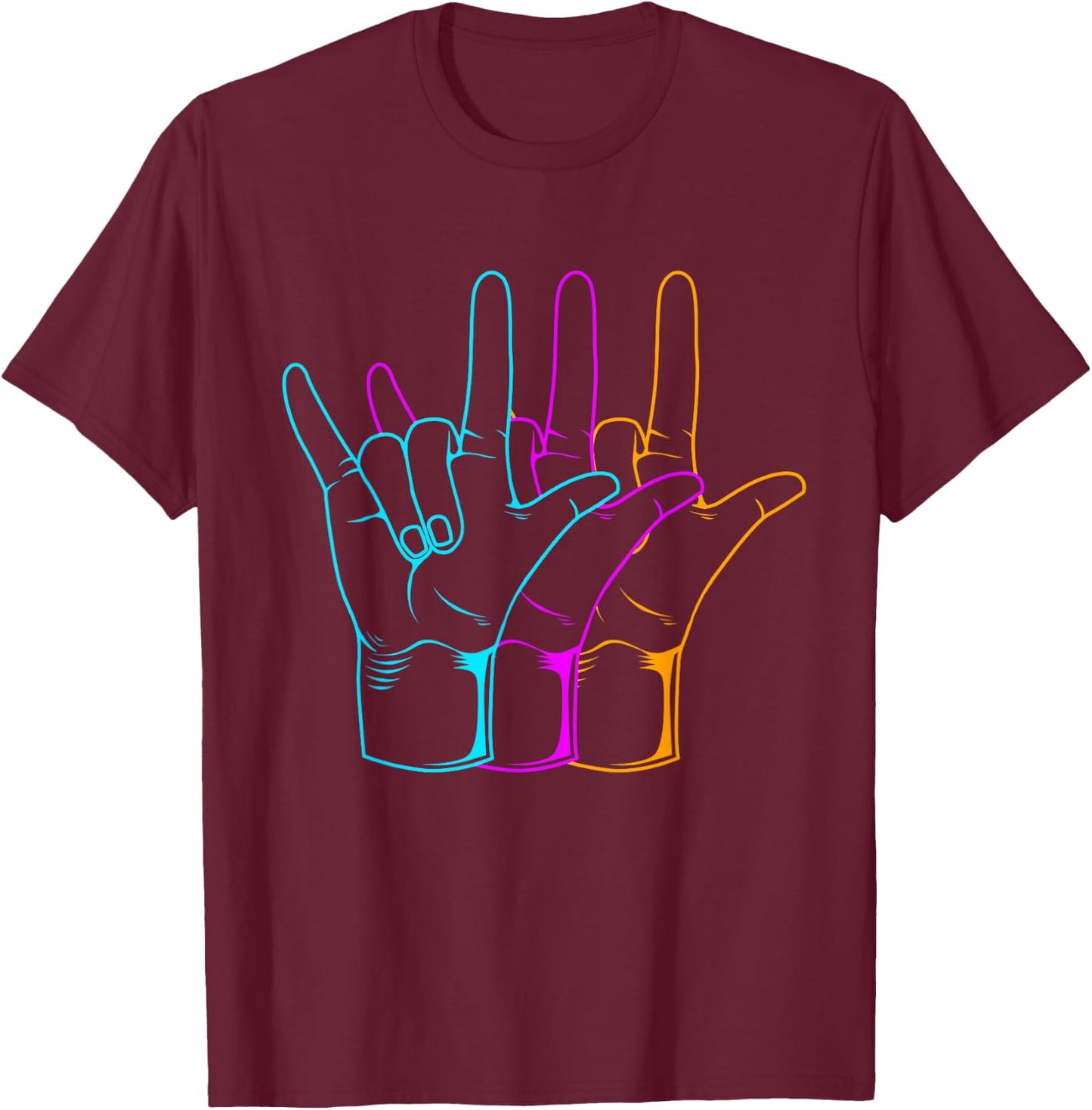 American Sign Language I Love You ASL T-Shirt - T-Shirt | Maroon
