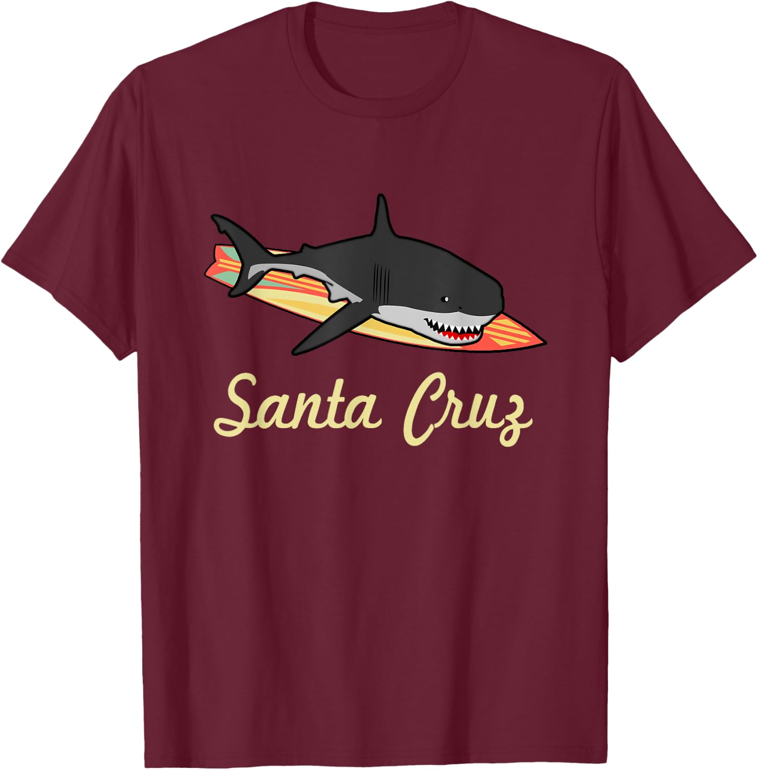 Santa Cruz Beach Souvenir Graphic Surf California Gifts T-Shirt - T-Shirt | Maroon