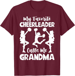 My Favorite Cheerleader Calls Me Grandma Sports Cheer Family T-Shirt - T-Shirt | Maroon