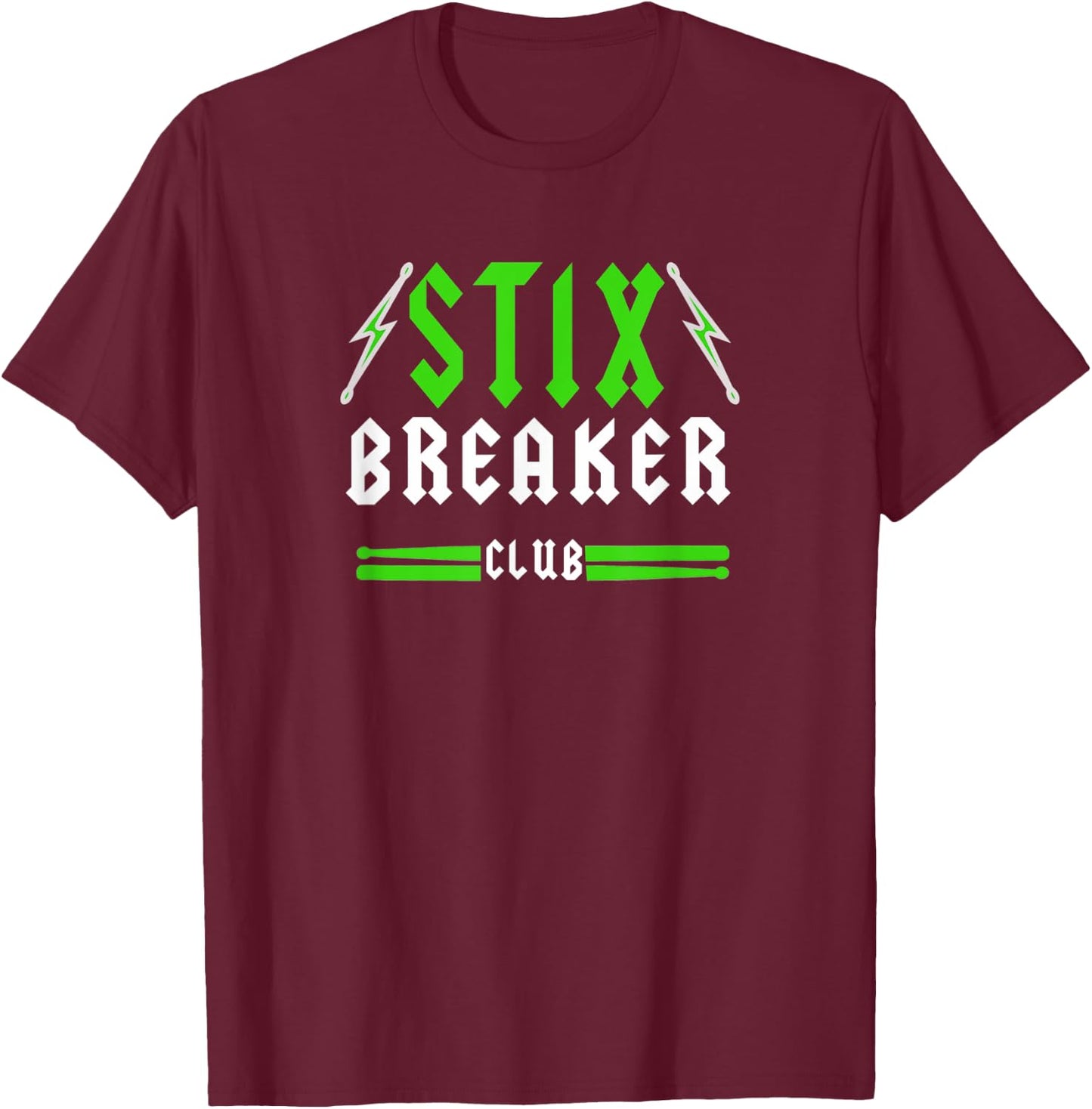 Pound Fitness with Drumsticks Graphic 'Stix Breaker Club' T-Shirt - T-Shirt | Maroon