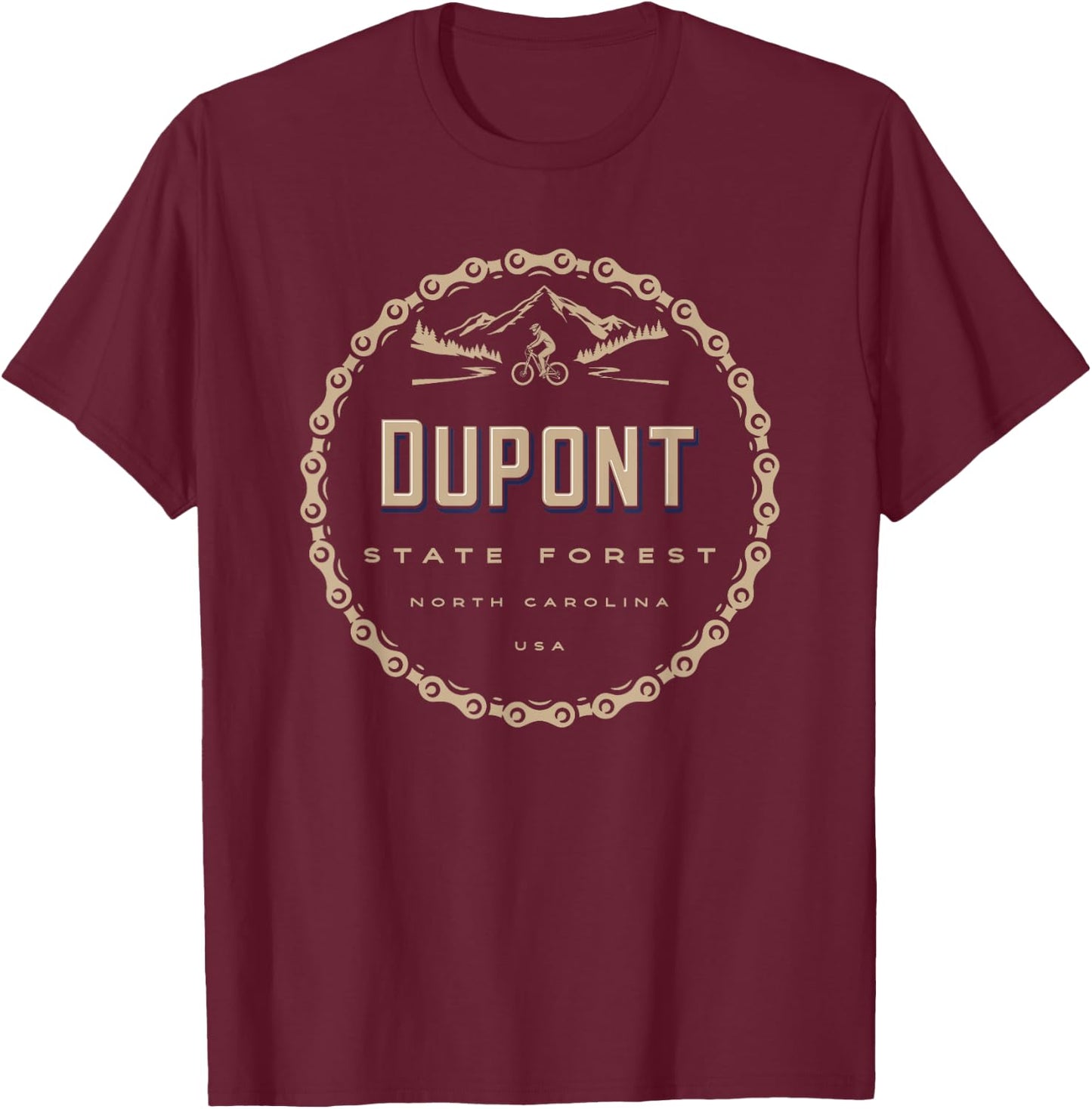 Dupont State Forest North Carolina Mountain Bike Biking T-Shirt - T-Shirt | Maroon