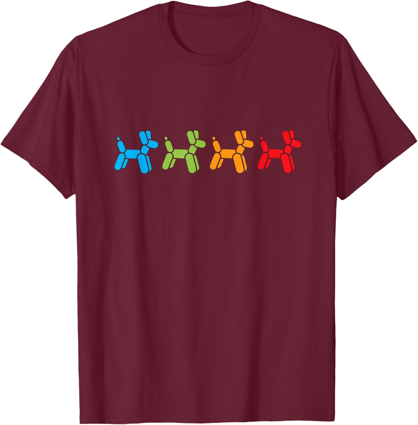 Multi Colored Balloon Animal Design for Balloon Artist T-Shirt - T-Shirt | Maroon