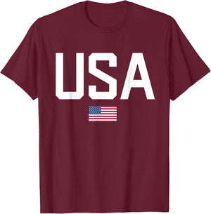 USA T Shirt Women Men Kids Patriotic American Flag 4th of July T Shirt, blue T-Shirt - T-Shirt | Maroon