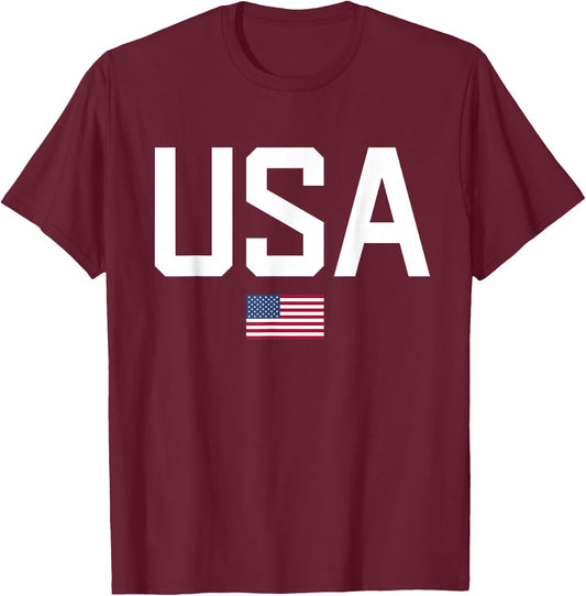 USA T Shirt Women Men Kids Patriotic American Flag 4th of July T Shirt, blue T-Shirt - T-Shirt | Maroon