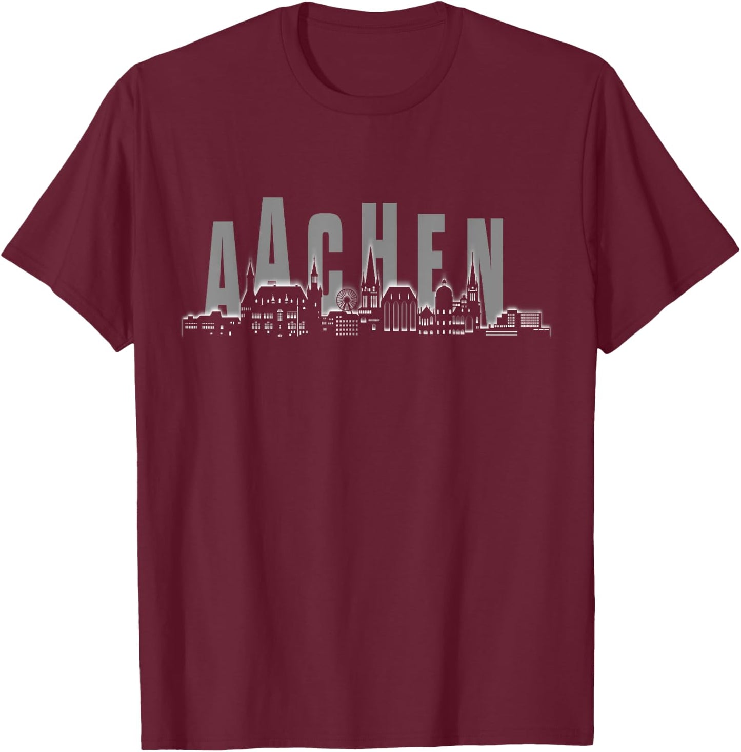 Aachen Skyline T-Shirt - T-Shirt | Maroon