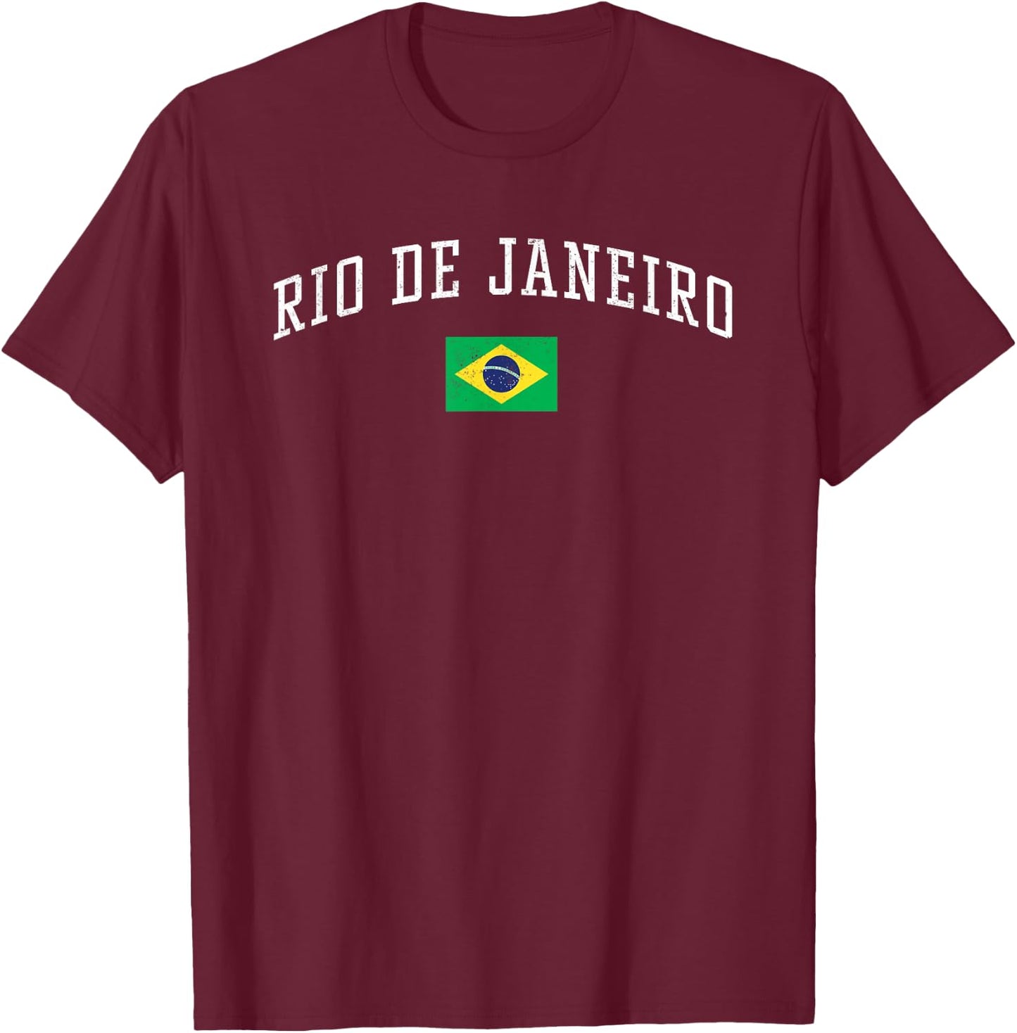 Vintage Rio de Janeiro Brasil Country Flag Souvenir Vacation T-Shirt - T-Shirt | Maroon