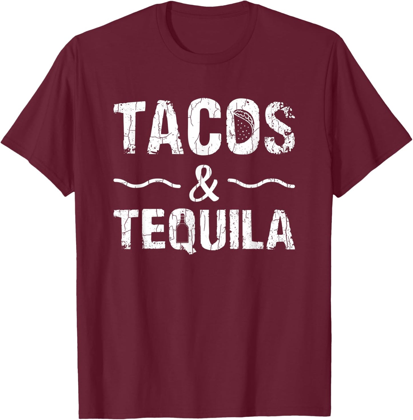 Tacos And Tequila Funny Taco Mexican Food Lover Graphic T-Shirt - T-Shirt | Maroon