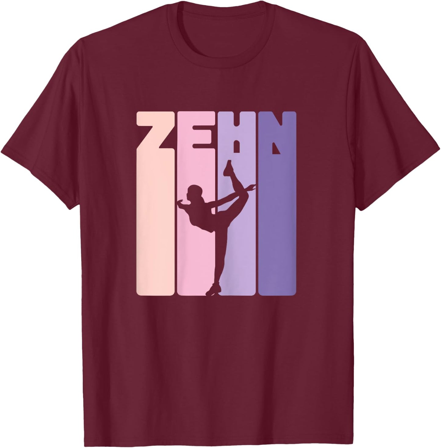 10th Birthday Gymnastic Dancer Yoga 10 Years Girls , black T-Shirt - T-Shirt | Maroon