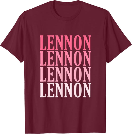 Retro Custom First Name Lennon T-Shirt - T-Shirt | Maroon