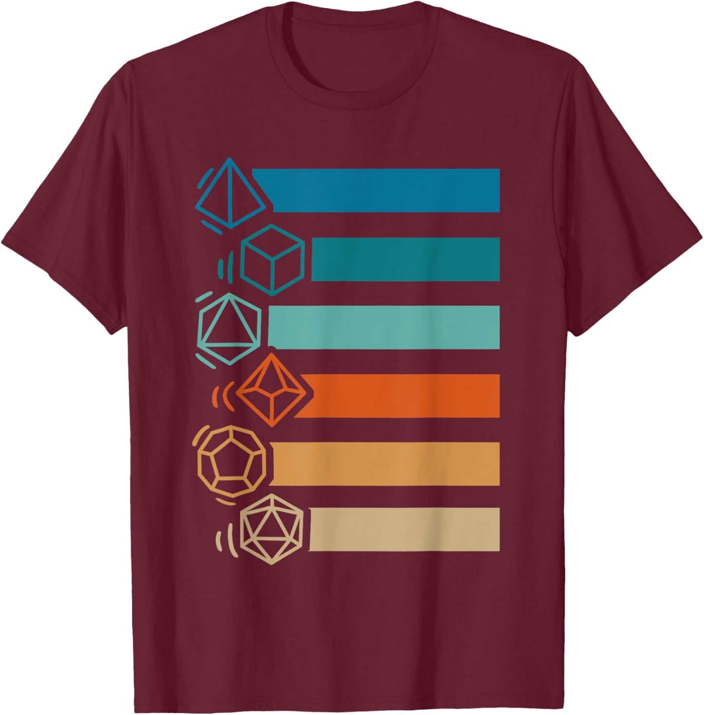 RPG Gamer Retro Polyhedral D20 Dice Set Nerdy Men Women Kids T-Shirt - T-Shirt | Maroon