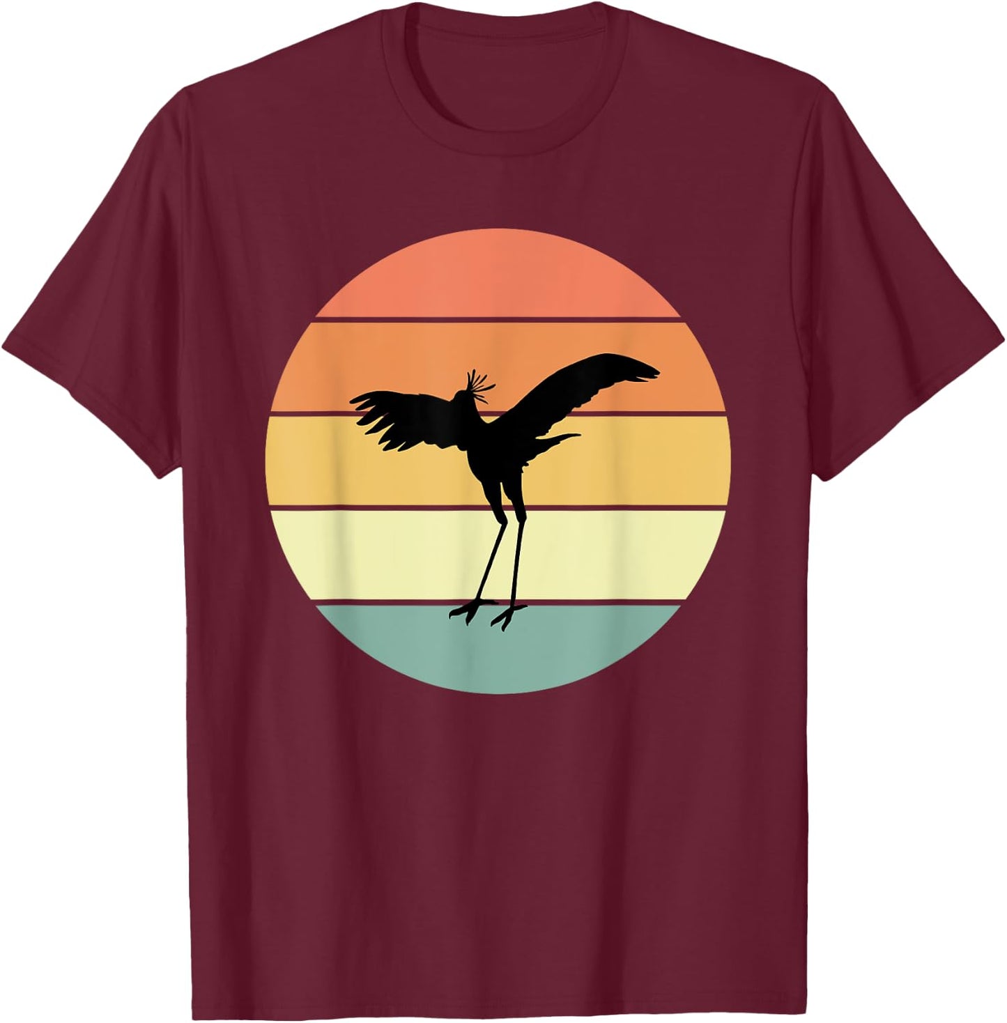 Retro Secretary Bird Apparel Birds Love Birding T-Shirt - T-Shirt | Maroon