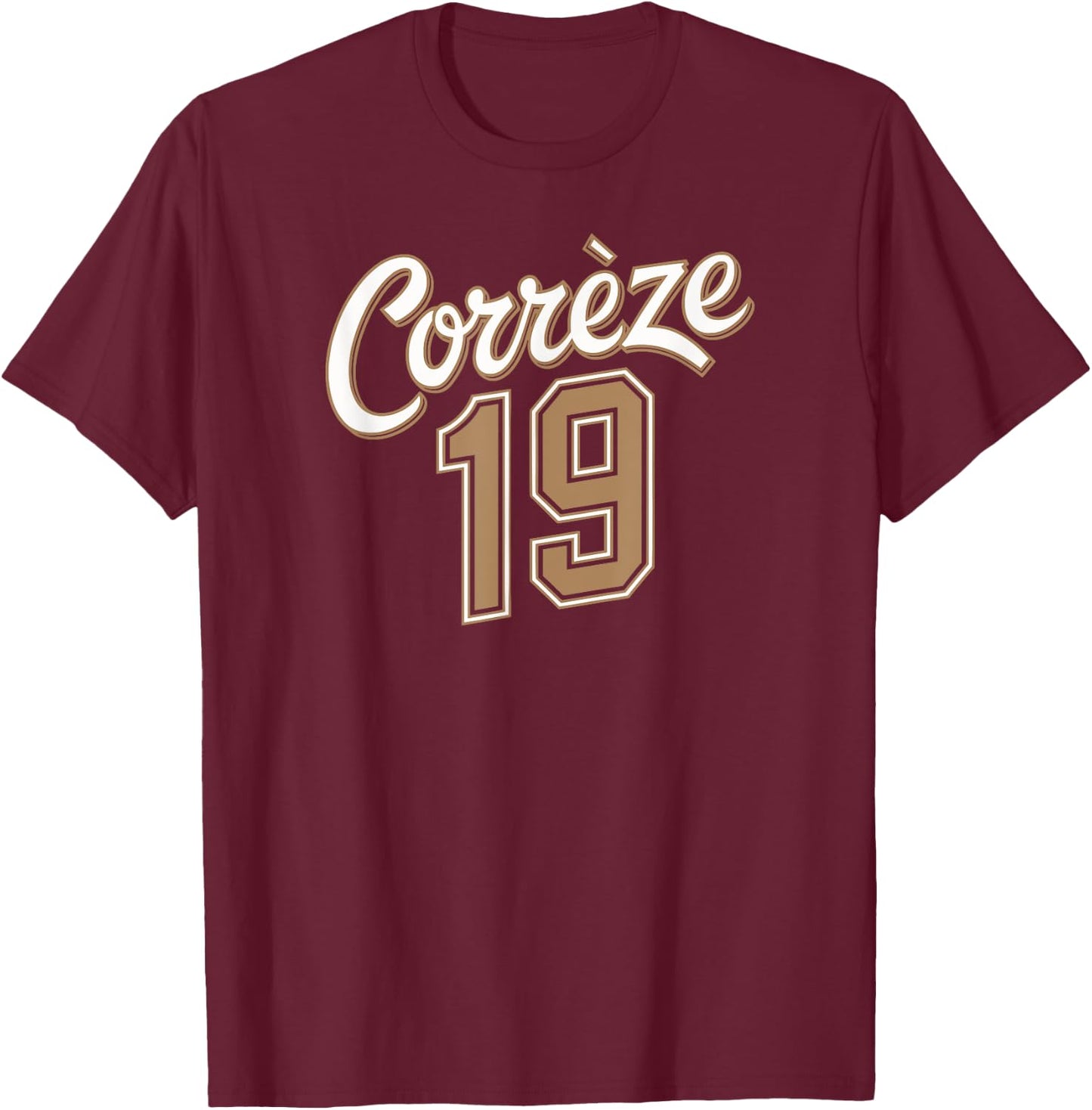 Corrèze 19 , Black, S T-Shirt - T-Shirt | Maroon