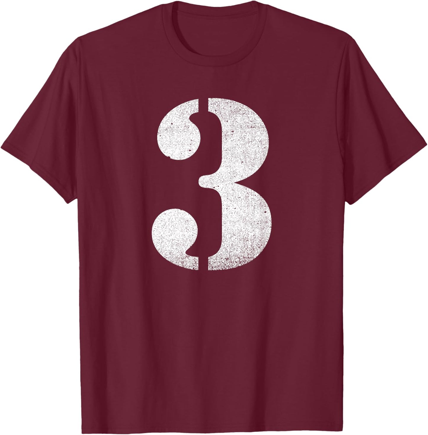 Die Zahl 3 | Ein Design mit der Zahl drei T-Shirt - T-Shirt | Maroon