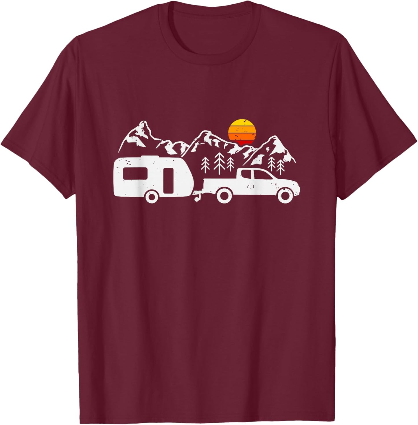 Campervan Camper Caravan , Black, S T-Shirt - T-Shirt | Maroon