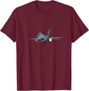 F-16 Fighting Falcon Airplane T-Shirt - T-Shirt | Maroon