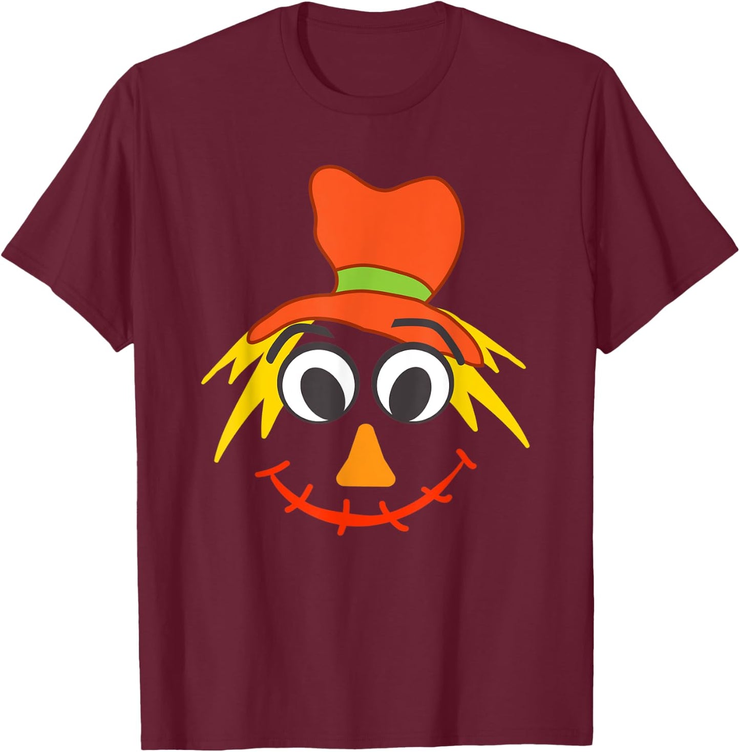 Scarecrow Face - Boys Halloween T-Shirt - T-Shirt | Maroon