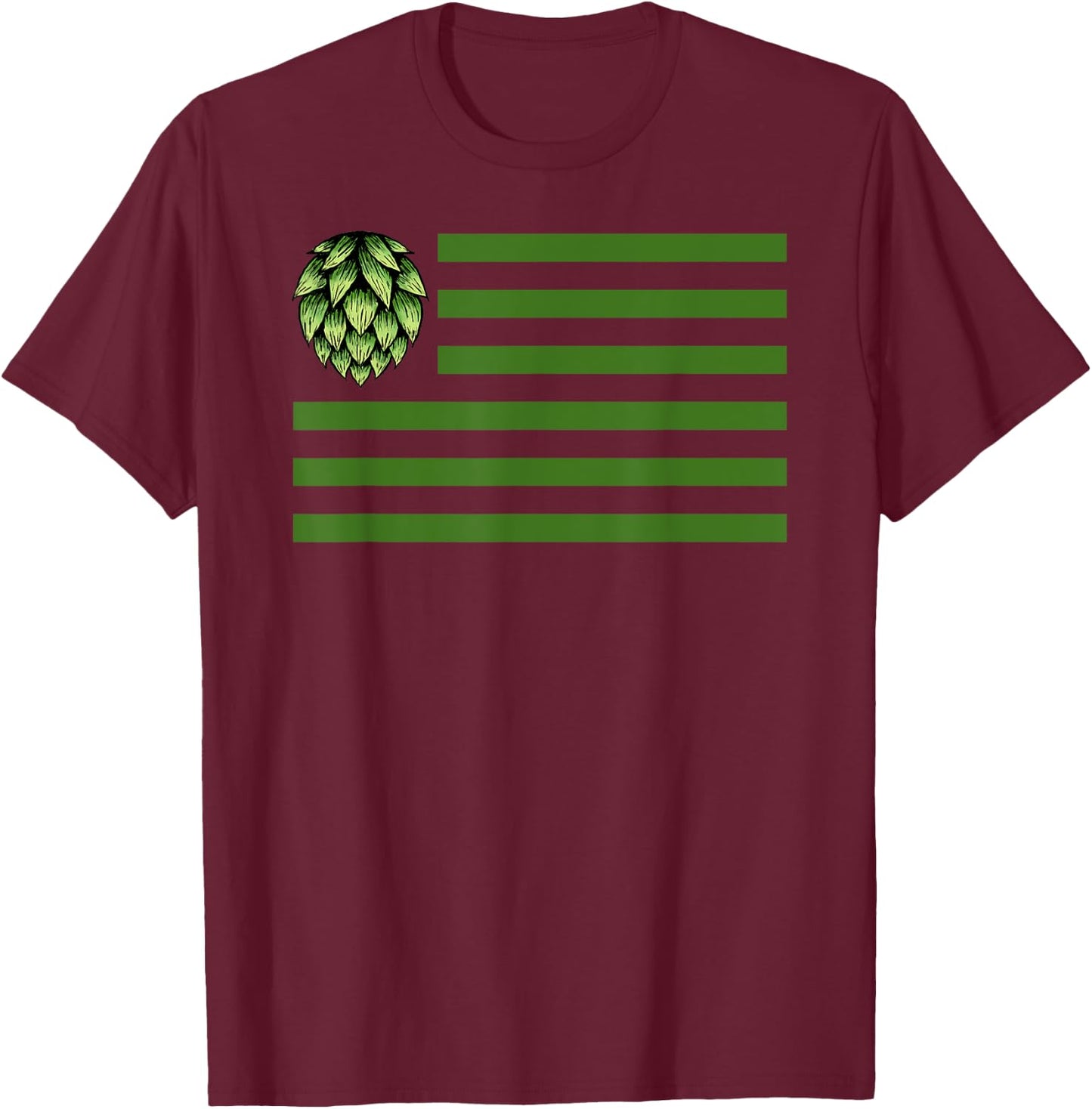 Hop Flag Shirt - Beer Lovers Shirt - Craft Beer Enthusiast T-Shirt - T-Shirt | Maroon