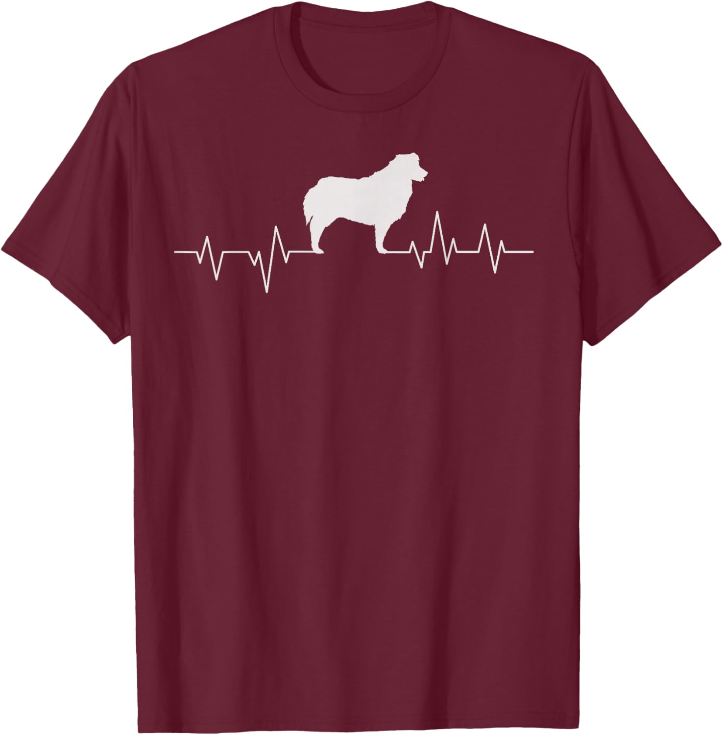 Australian Shepherd Heartbeat Aussie Herding Dog Breed T-Shirt - T-Shirt | Maroon