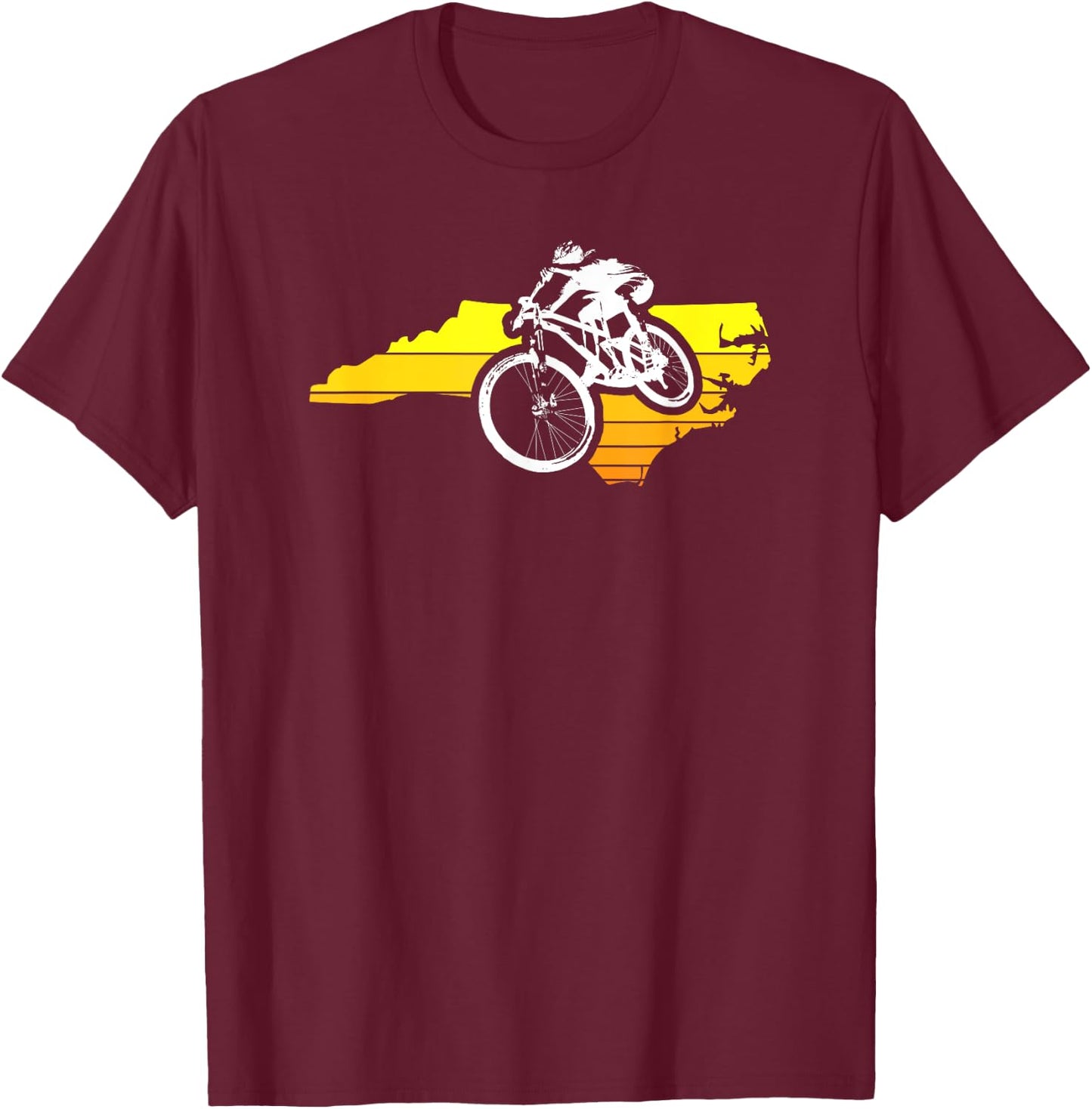 North Carolina Sunset Mountain Biking T-Shirt - T-Shirt | Maroon