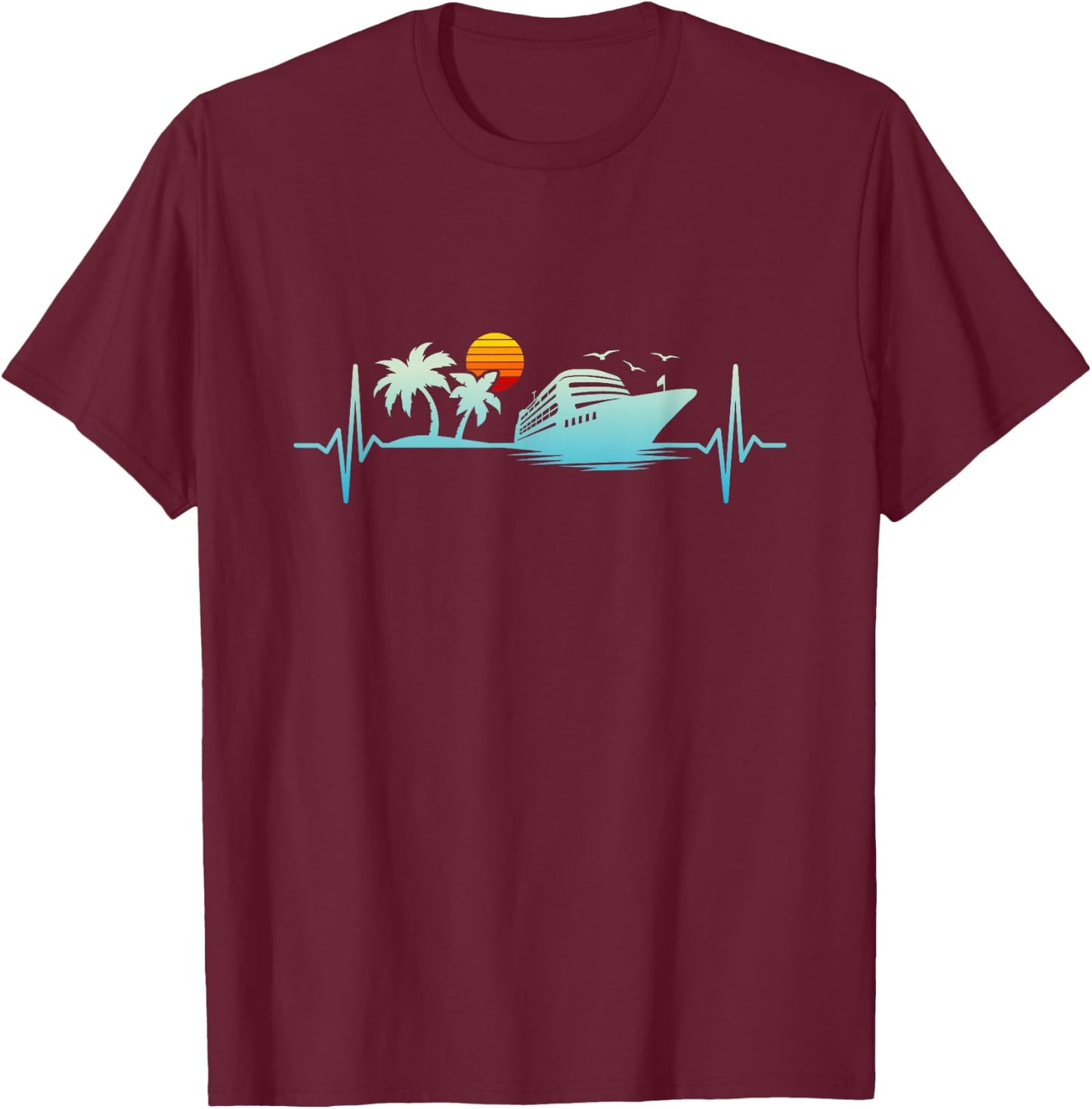Cruise Heartbeat Summer Holiday Cruise Ship , black T-Shirt - T-Shirt | Maroon