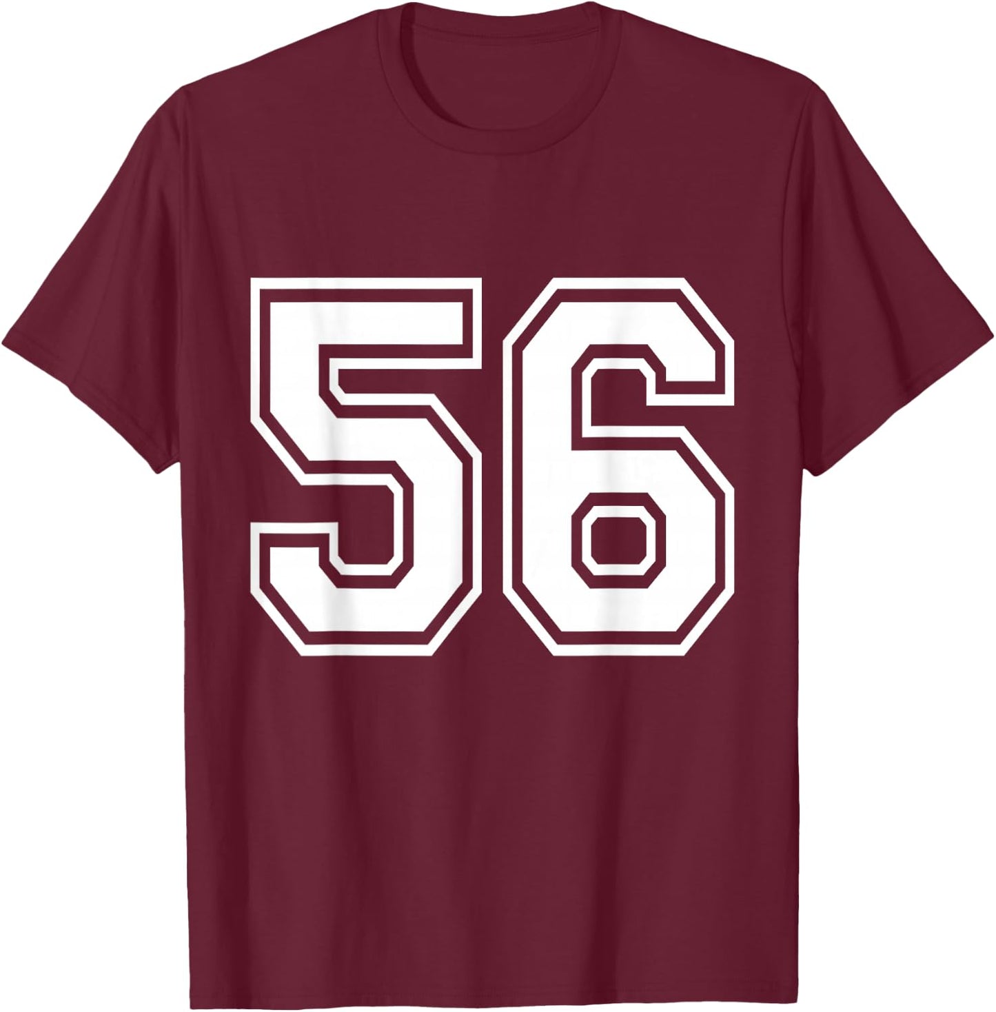 Number 56 Varsity Sports Team Jersey 56th Birthday 56 Years T-Shirt - T-Shirt | Maroon